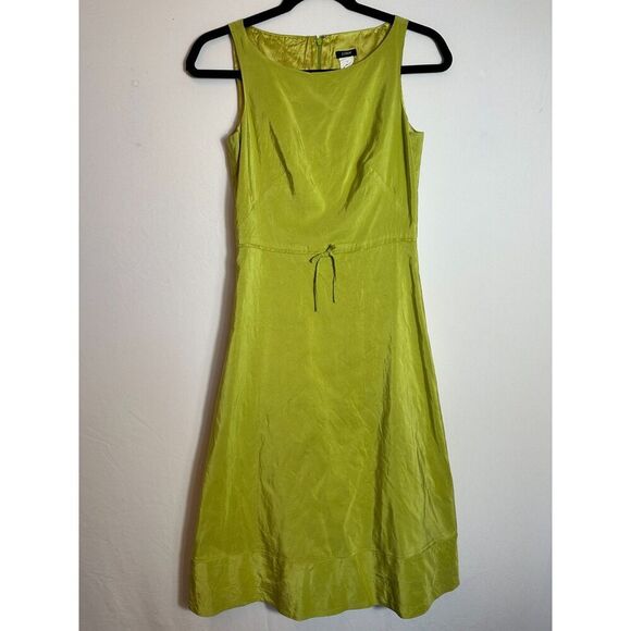 J Crew Green 100% Silk Midi Dress Size 2 - Picture 1 of 8